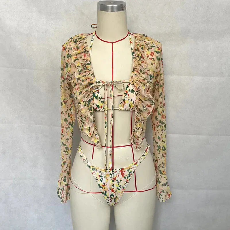 Shannon Three Piece Swimsuit for Stylish Beach Days - Love Salve